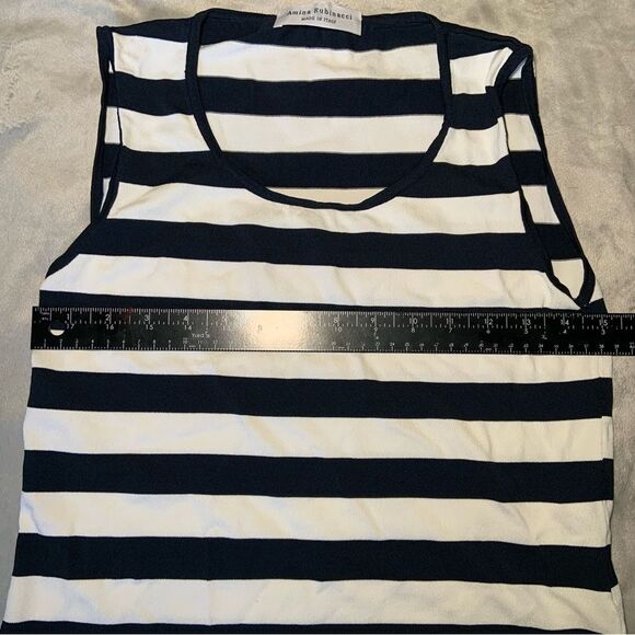 Amina Rubinacci striped navy (almost black) & white tank Top in Sz 44 - Picture 2 of 10